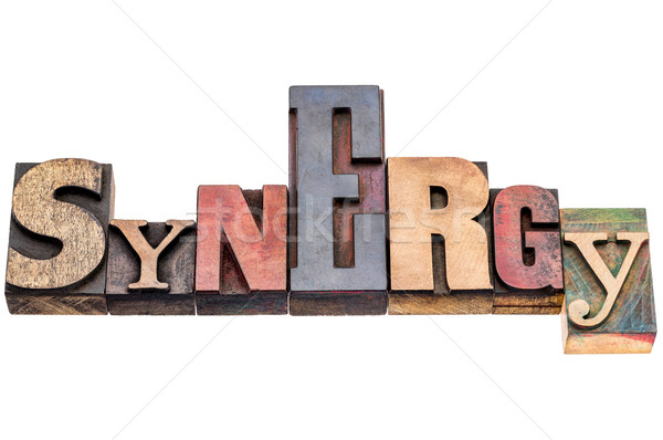 synergy word abstract in wood type Stock photo © PixelsAway