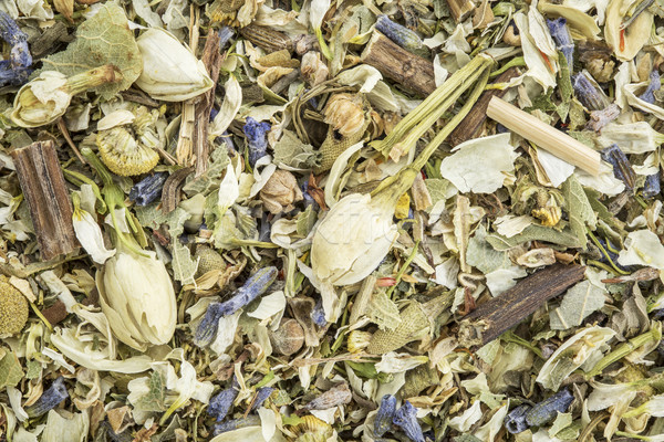 Stres niepokój herbata ziołowa lawendy rumianek chryzantema Zdjęcia stock © PixelsAway