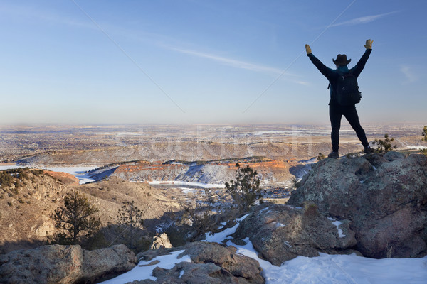 Inverno escursioni Colorado silhouette felice maschio Foto d'archivio © PixelsAway