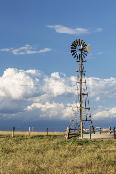 Szélmalom Colorado préri pumpa szarvasmarha víz Stock fotó © PixelsAway
