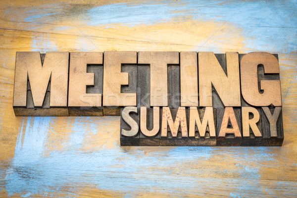 meeting summary banner in wood type Stock photo © PixelsAway