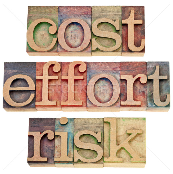 Költség erőfeszítés kockázat üzlet kollázs három Stock fotó © PixelsAway