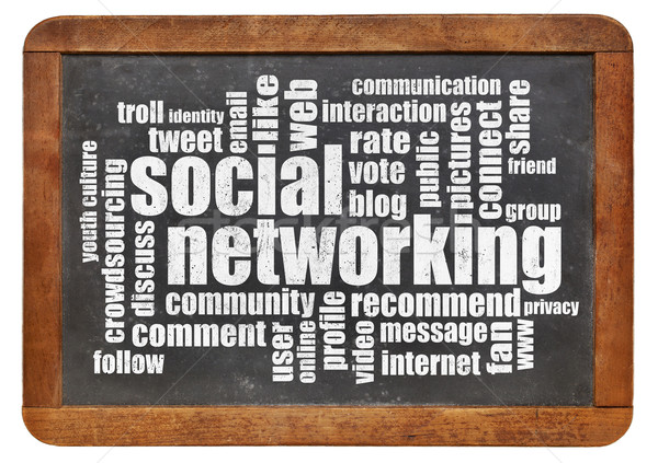 Sociale networking word cloud vintage lavagna amico Foto d'archivio © PixelsAway
