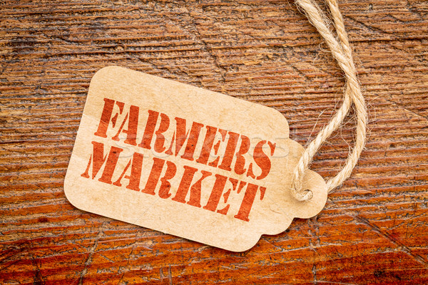 Boeren markt prijs tag teken Rood Stockfoto © PixelsAway