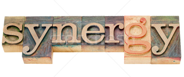 synergy word in letterpress type Stock photo © PixelsAway