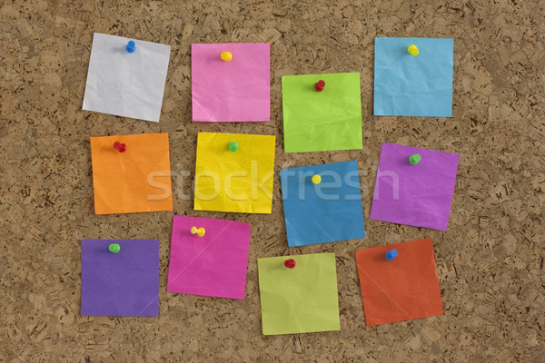 Renkli notlar mantar pano mantar tahta Stok fotoğraf © PixelsAway