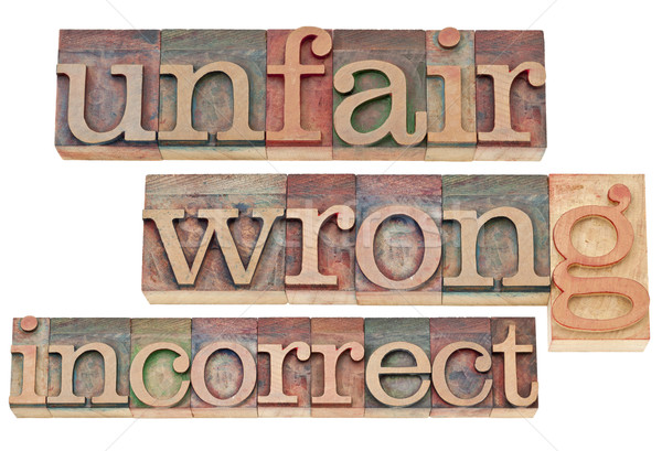 Unlauteren falsch nicht korrekt negative Worte isoliert Stock foto © PixelsAway
