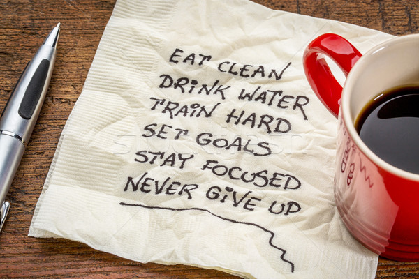healthy lifestyle tips on napkin Stock photo © PixelsAway