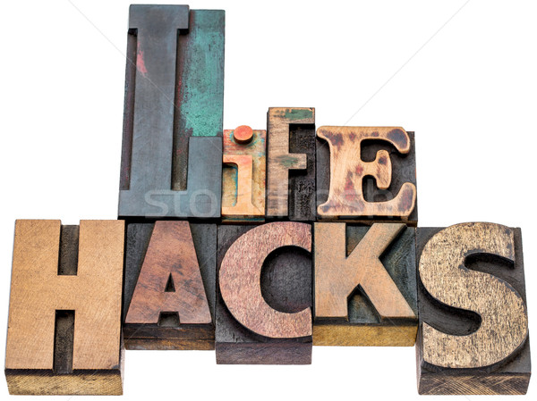 life hacks word abstract in wood type Stock photo © PixelsAway