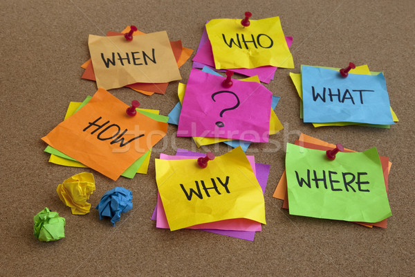 Stockfoto: Vragen · wat · besluitvorming · kleurrijk · sticky · notes