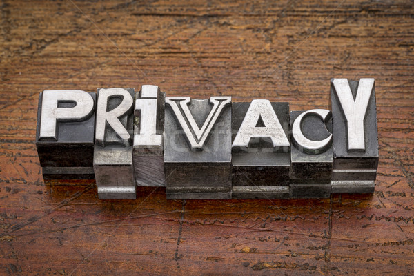 Stock photo: privacy word in metal type