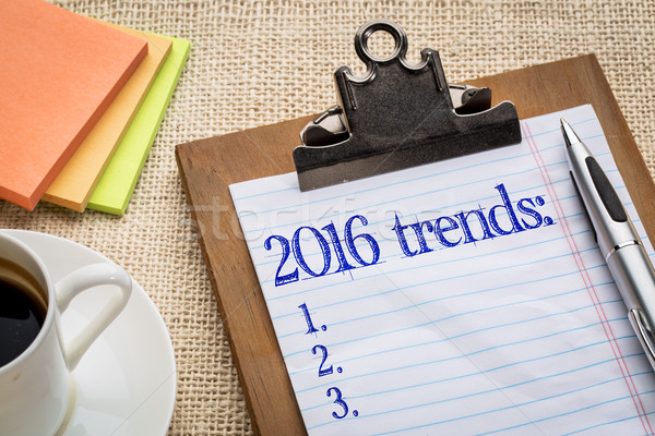 Jahr 2016 Trends Liste Zwischenablage motivierend Stock foto © PixelsAway