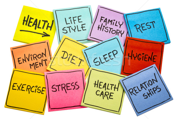 Salute word cloud note adesive dieta stile di vita sanitaria Foto d'archivio © PixelsAway