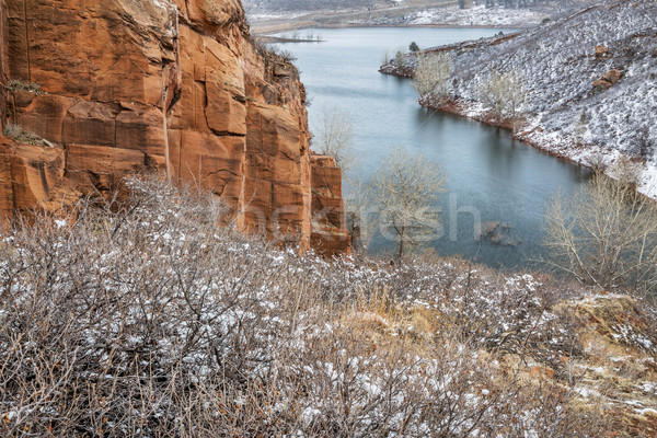 [[stock_photo]]: Vieux · grès · rive · réservoir · fort · Colorado