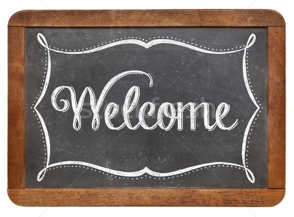 Welcome on slate blackboard Stock photo © PixelsAway