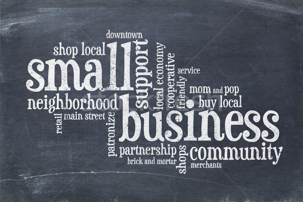 малый бизнес слово облако Vintage бизнеса службе белый Сток-фото © PixelsAway