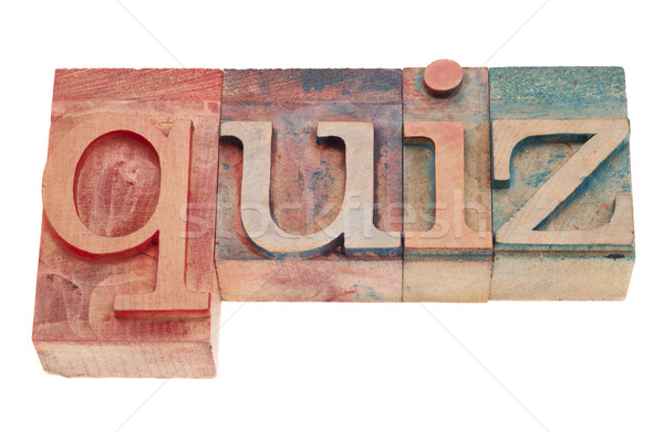 quiz word in wood letterpress type Stock photo © PixelsAway