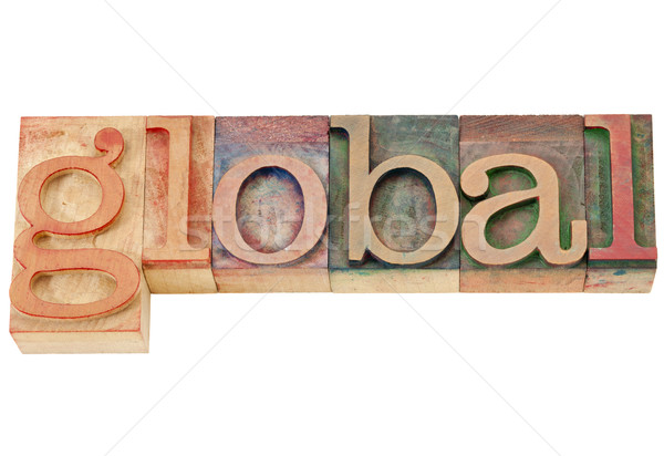 Stockfoto: Globale · woord · type · geïsoleerd · vintage