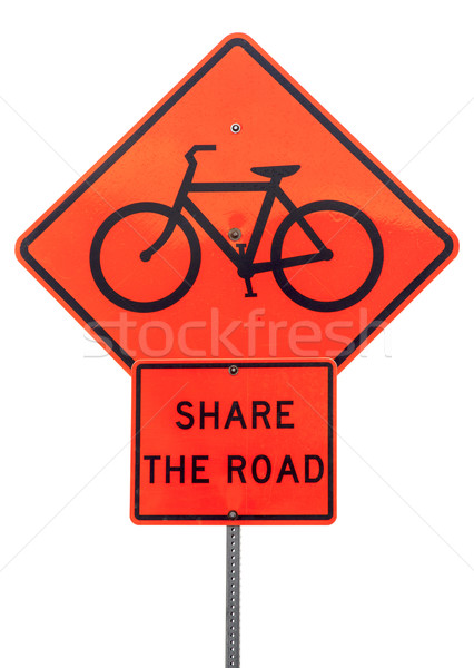 Stockfoto: Verkeersbord · weg · fietsen · oranje · verkeer