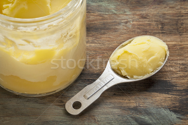 Jar lepel boter grunge hout Stockfoto © PixelsAway
