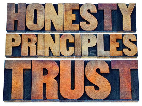 Ehrlichkeit Grundsätze Vertrauen Wort abstrakten isoliert Stock foto © PixelsAway