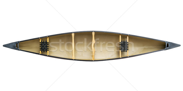 Roşu tandem canoe izolat lemn alb Imagine de stoc © PixelsAway