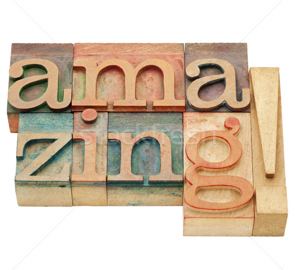 Erstaunlich isoliert Wort Jahrgang Holz Buchdruck Stock foto © PixelsAway