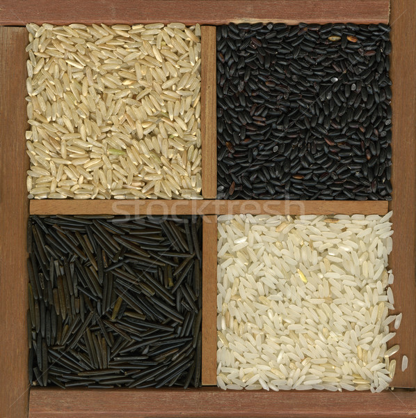 four rice grains background - white, black and brown Stock photo © PixelsAway