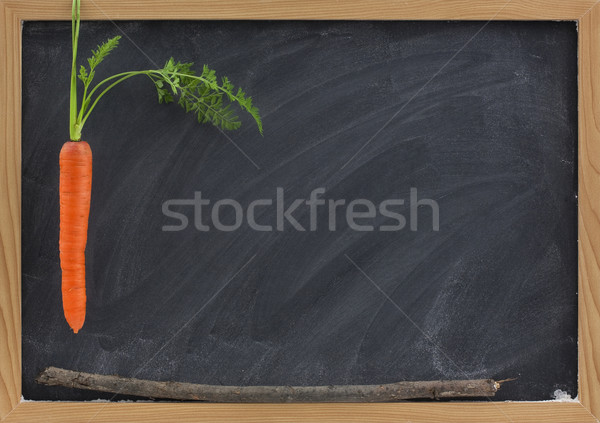 Foto stock: Zanahoria · palo · pizarra · escuela · motivación · recompensar