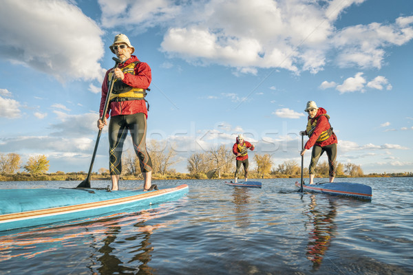 Stock photo: stand up paddling  workout