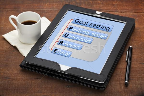 Merő gól etikus diagram táblagép stylus Stock fotó © PixelsAway