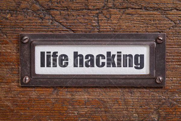 life hacking  tag - file cabinet label Stock photo © PixelsAway