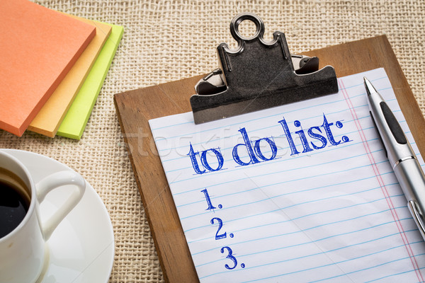 to do list on clipboard and coffee Stock photo © PixelsAway
