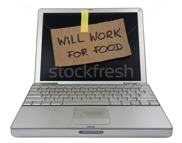 will work for food cardboard sign on computer Stock photo © PixelsAway