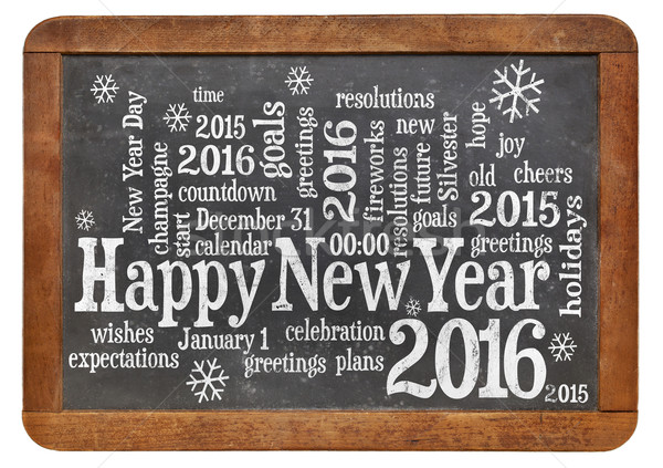 Stock photo: Happy New Year 2016 on blackboard