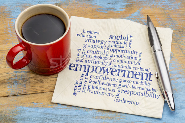 empowerment word cloud on napkin Stock photo © PixelsAway