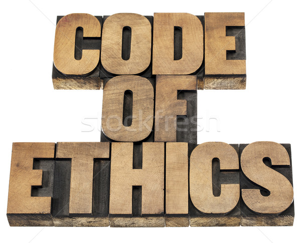 Cod etica lemn tip izolat text Imagine de stoc © PixelsAway