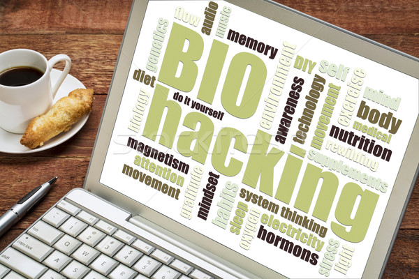 biohacking word cloud on tablet Stock photo © PixelsAway