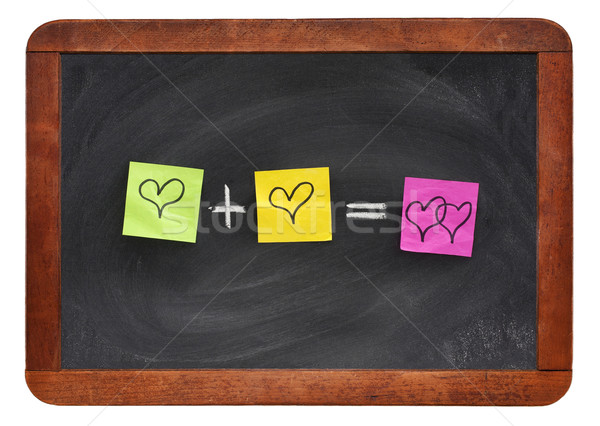 Miłości równanie tablicy romantyczny stosunku matematyczny Zdjęcia stock © PixelsAway