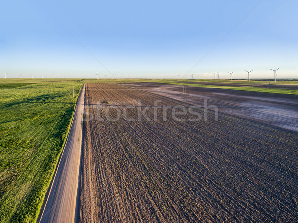 Plowed field and windmill farm  Stock photo © PixelsAway