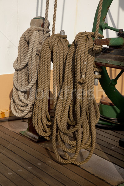 coiled ropes and winch Stock photo © PixelsAway