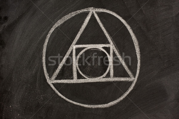 Alchemia symbol tablicy biały kredy geometryczny Zdjęcia stock © PixelsAway