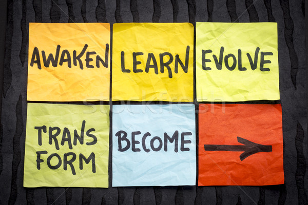 awaken, learn, evolve, transform and become concept Stock photo © PixelsAway
