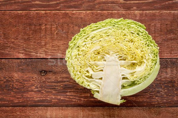 savoy cabbage on rustic wood Stock photo © PixelsAway