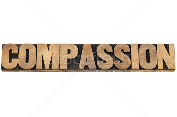 Compassion mot bois type isolé texte Photo stock © PixelsAway