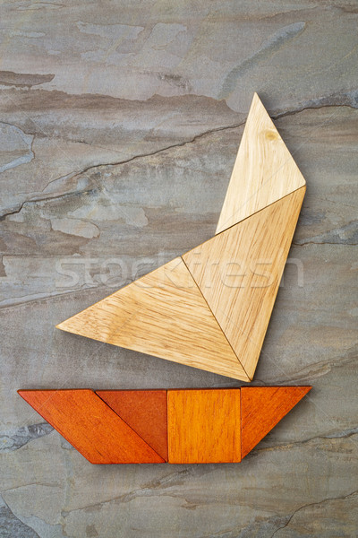 abstract yacht from tangram puzzle Stock photo © PixelsAway