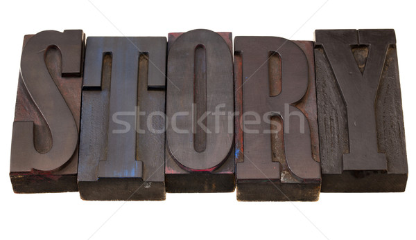 Stock photo: story - word in letterpress type