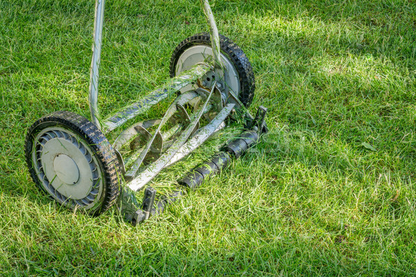 Stock photo: hand lawn mower close up