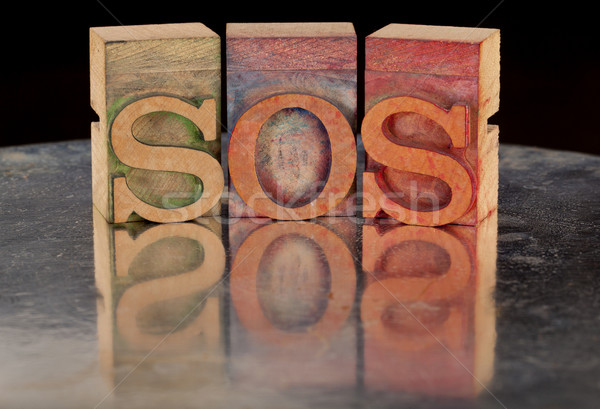 Sos segítség hívás szó klasszikus fából készült Stock fotó © PixelsAway