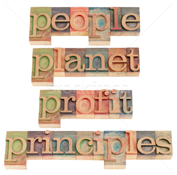 Emberek bolygó nyereség elvek fenntartható üzlet Stock fotó © PixelsAway